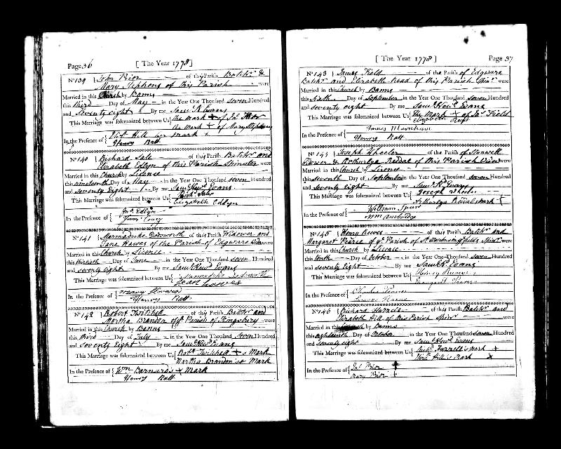John Prior & Mary Stephens 1778 Marriage Record